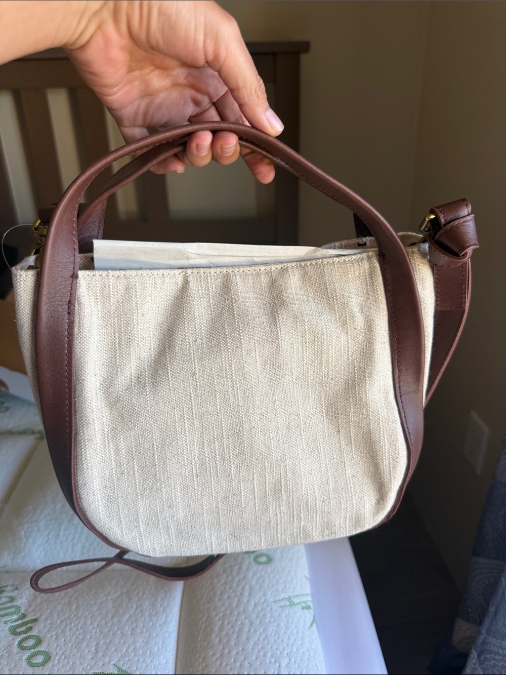 Madewell Canvas and Brown Leather Sydney Crossbody Bag - Neutral